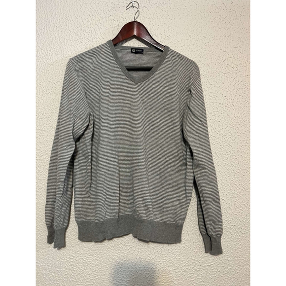 Men’s J.Crew Cotton Cashmere Preppy V Neck Stripe Pullover Sweater Size Medium